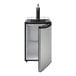 A silver Danby beer dispenser with a black door open.