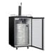 A silver and black Danby beer kegerator with a silver barrel inside.