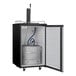 A black and silver Danby beer dispenser with a metal keg inside.