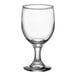 An Acopa clear glass wine goblet with a small stem.