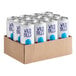 A white cardboard box filled with 12 white cans of Wild Bill's Blue Raspberry Ring Pop Soda.