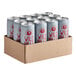 A cardboard box filled with 12 white Wild Bill's Zero Sugar Cola cans with red text.