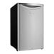 A silver Danby reach-in refrigerator with black and silver trim.