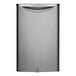 A Danby Iridium Silver refrigerator with a solid door open.