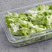 A plastic container with 50/50 iceberg and romaine lettuce in it.