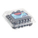 A plastic container of fresh blackberries.