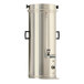 A stainless steel cylindrical container with black handles.