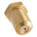 A brass threaded nut on a white background.