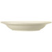 A Libbey Porcelana Cream white porcelain pasta bowl with wide rim and rolled edge.