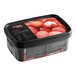 A black rectangular container of Andros Chef Sweetened Lychee Puree with a red and white label and a picture of lychee.