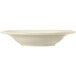 A Libbey Porcelana cream white deep soup bowl with wide rim and rolled edge.