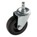 A black Lavex caster with a metal and rubber wheel.