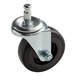 A black Lavex caster with a metal wheel and screw.