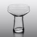 A Libbey Symbio clear coupe glass with a curved neck.