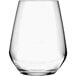 A clear Reserve by Libbey Prism stemless wine glass.