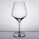 A close-up of a Libbey Reserve Prism red wine glass.