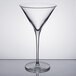 A clear glass Reserve by Libbey Renaissance martini glass with a long stem.