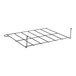 A black metal Lancaster Table & Seating book rack with wire shelves.
