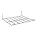 A metal rack with four shelves for Lancaster Table & Seating Silver Vein Church Chairs.