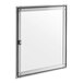A white rectangular metal door with a glass window.