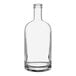 An Acopa clear glass Nordic bottle with a black lid.