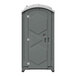 A J & J Echo One gray portable restroom with a door.