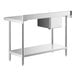 A Regency stainless steel work table with a sink on the left.