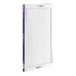 A white 3M Filtrete air filter with purple trim.