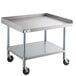 A Regency stainless steel equipment stand with casters.