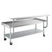 A Regency stainless steel equipment stand with casters and a galvanized undershelf.