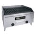 An EmberGlo electric countertop charbroiler with a black lid.