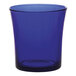 A blue Duralex Lys tumbler on a white surface.