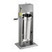 An Avantco stainless steel vertical manual sausage stuffer with stainless steel funnels.