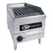 An EmberGlo electric countertop charbroiler with a lid on a counter.