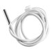 A white cable with a metal tube on the end.