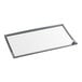 A white rectangular glass lid with a metal frame.