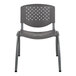 A gray plastic Flash Furniture stack chair with a titanium frame.