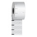 A roll of white Iconex Sticky Media paper with a black oval window and black and grey lines.