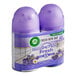 Two purple Air Wick Lavender and Chamomile scented air freshener refill canisters.