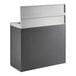 A Lancaster Table & Seating dark gray rectangular waste receptacle with white stream panels.