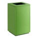 A green rectangular Lancaster Table & Seating compost receptacle with a black lid.