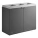 A Lancaster Table & Seating dark gray steel rectangular waste receptacle with two doors.