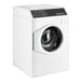 A white Speed Queen front load washer with a black panel.