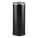 A black cylinder with a silver top and front access.