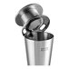 A Lavex stainless steel freestanding cigarette receptacle with an open lid.