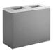 A gray rectangular Lancaster Table & Seating waste receptacle with two separate bins.