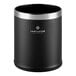 A black Lancaster Table & Seating decorative wastebasket with open top.