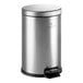 A Lancaster Table & Seating stainless steel trash can with a lid.