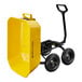 A yellow Gorilla steel dump cart with black wheels.