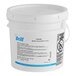 A white bucket with a white lid labeled "Brill White 'n Glossy Donut Dip Icing"